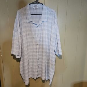 avo Men’s 4X Light Blue Plaid Button-Up Shirt | Lightweight Comfort Fit